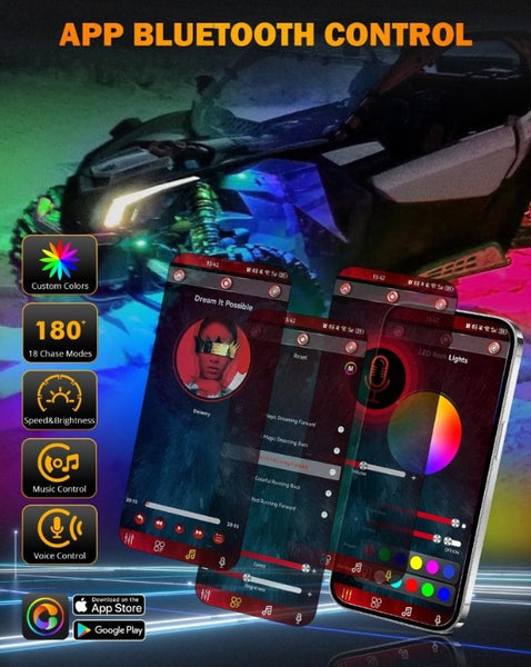 Vibrant Series - RGB LED Rock Lights Kit with Bluetooth App & Remote Control