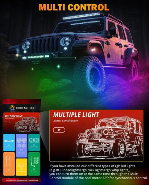 Vibrant Series - RGB LED Rock Lights Kit with Bluetooth App & Remote Control