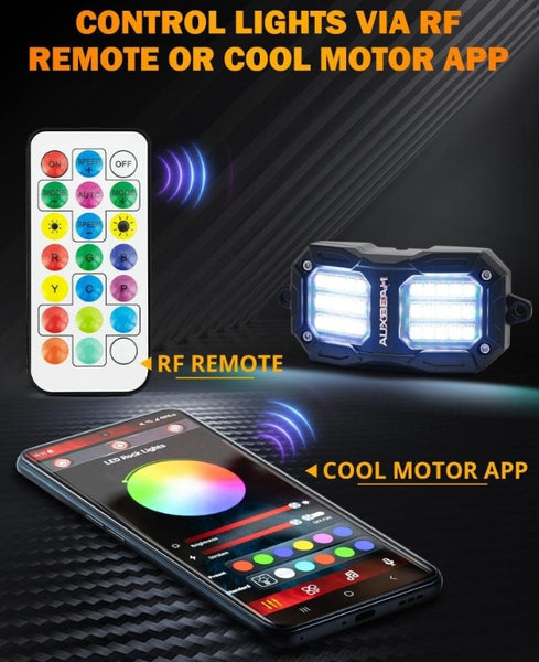 Vibrant Series - RGB LED Rock Lights Kit with Bluetooth App & Remote Control