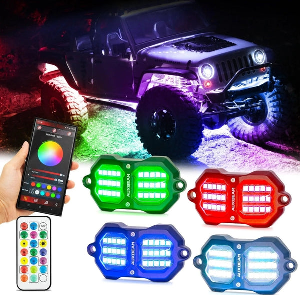 Vibrant Series - RGB LED Rock Lights Kit with Bluetooth App & Remote Control