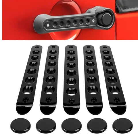 Door Grab Handle Inserts Cover+Push Button Knobs Cover Trim for Jeep Wrangler JK JKU Sahara Rubicon Unlimited 2007-2018 Exterior Door Handle Decoration Accessories Aluminum