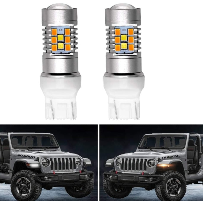 Jeep Wrangler JL Switchback LED Turn Signal Light Bulbs for 2018 2019 2020 2021 Wrangler JL & Gladiator Sport Sport S (White And Amber)