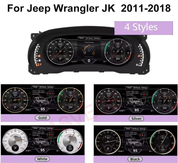 12.3 inch Digital Dash Instrument Cluster for 2011-2017 Jeep Wrangler JK Car Odometer Digital Cluster Virtual Cockpit Dashboard Speed Meter Screen
