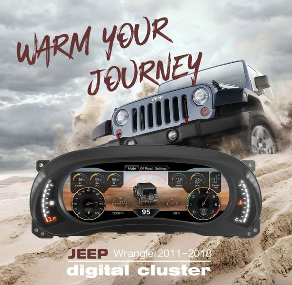 12.3 inch Digital Dash Instrument Cluster for 2011-2017 Jeep Wrangler JK Car Odometer Digital Cluster Virtual Cockpit Dashboard Speed Meter Screen