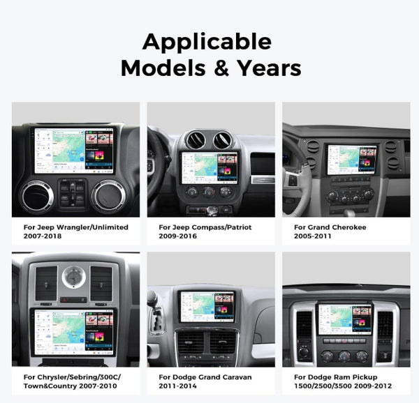 Car Radio Upgrade for JEEP Wrangler JK 07-18 Car Stereo w/Carplay & Android Auto 10.36 -IncH Touch Screen Multimedia 8-Core 4+64G Head Unit