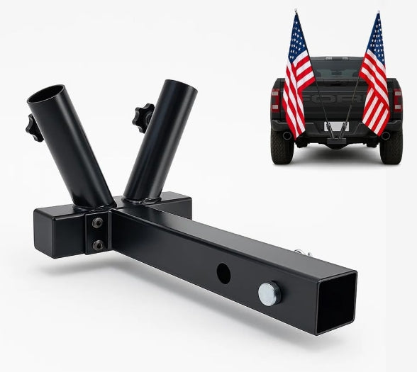 Double Hitch Flag Pole Holder for Truck (2" Hitch)