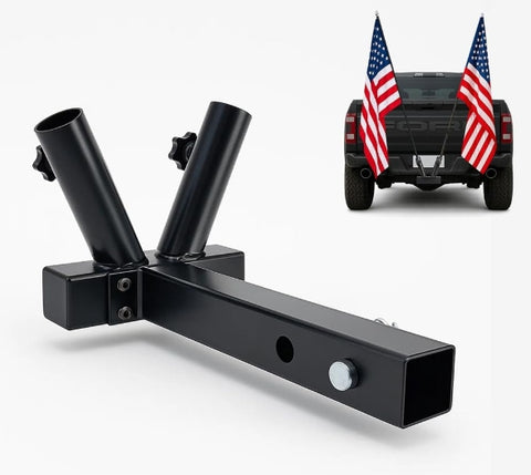 Double Hitch Flag Pole Holder for Truck (2" Hitch)