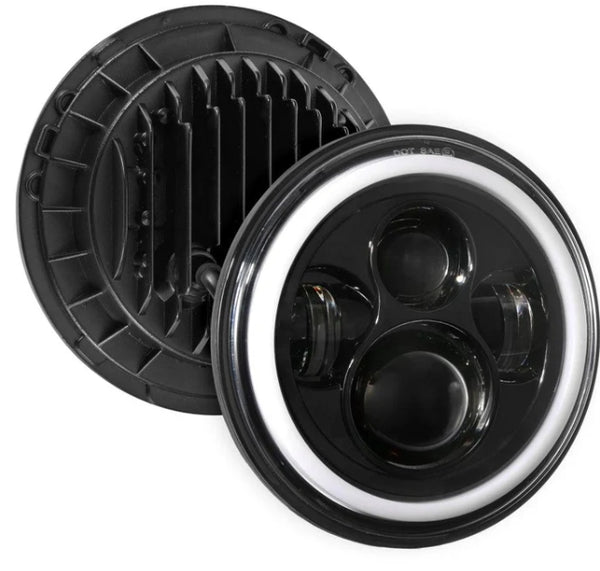 Upgraded 7 Inch Round LED Headlight with RGB Halo Ring for Jeep Wrangler JK TJ LJ