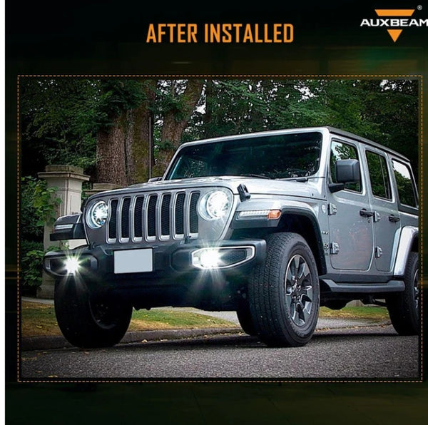 (2pcs/set) 4 Inch Round LED Fog Lamps with 2 Brackets for 2018 2019 2020 Jeep Wrangler JL JLU Jeep Gladiator JT