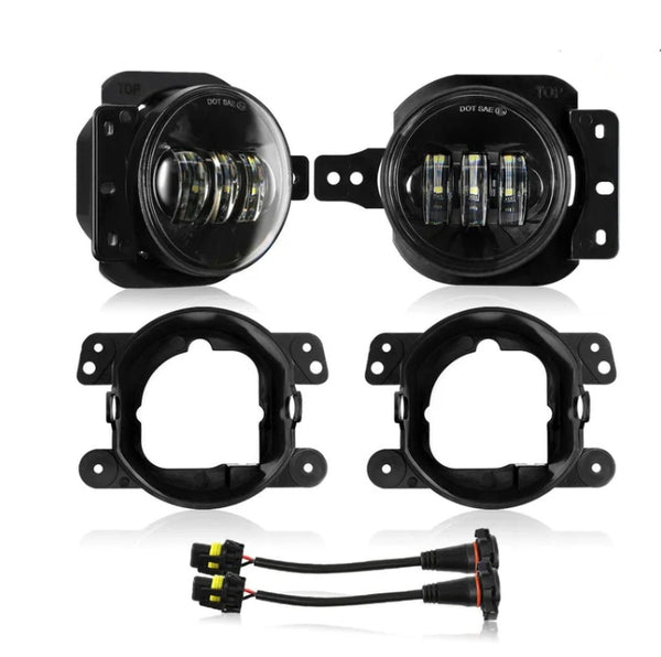 (2pcs/set) 4 Inch Round LED Fog Lamps with 2 Brackets for 2018 2019 2020 Jeep Wrangler JL JLU Jeep Gladiator JT