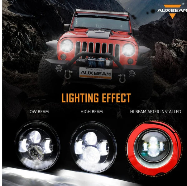 7'' LED Headlight Replacement And 4'' 30W LED Fog Lights with White DRL+Amber Turn Signal For Jeep Wrangler2007-2018 JK