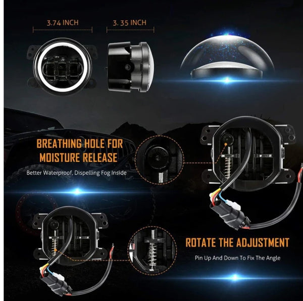 7'' LED Headlight Replacement And 4'' 30W LED Fog Lights with White DRL+Amber Turn Signal For Jeep Wrangler2007-2018 JK