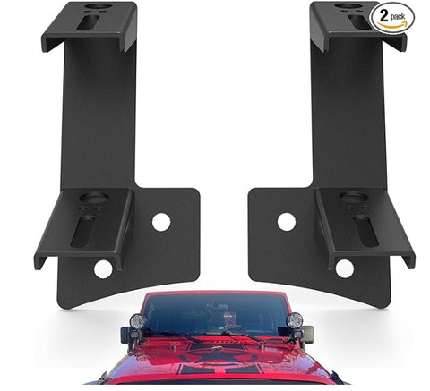 2PCS Windshield Hinge Mounting Brackets Dual A-Pillar for Offroad LED Fog Light Work Light Brackets Compatible for 2007 2008 2009 2010 2011 2012 2013 2014 2015 2016 2017 Wrangler JK/JKU 2DR 4DR
