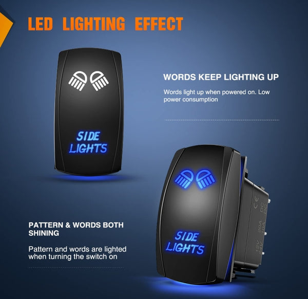 5Pin Laser On/Off Side Lights Rocker Switch Blue