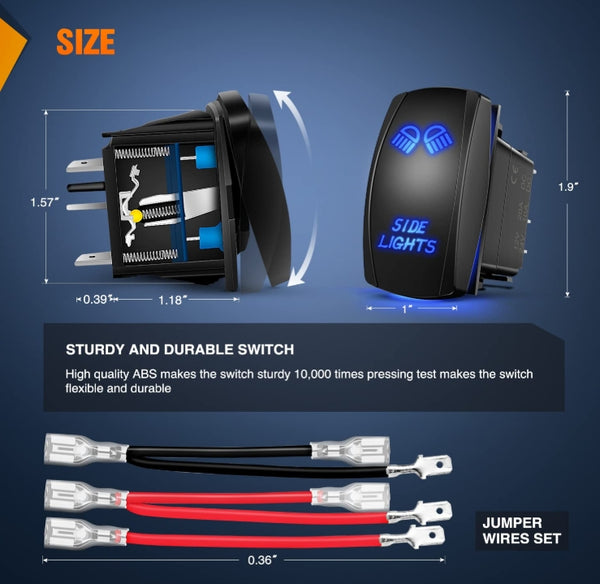5Pin Laser On/Off Side Lights Rocker Switch Blue