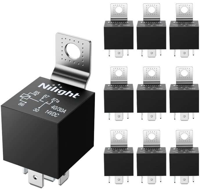 10 Pack SPDT Bosch Style Electrical 12V 30/40 Amp 5-Pin Relays Switch