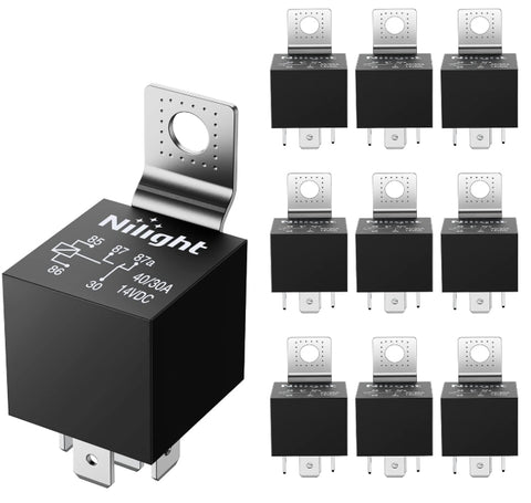 10 Pack SPDT Bosch Style Electrical 12V 30/40 Amp 5-Pin Relays Switch