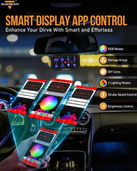 AR-800 RGB Switch Panel with APP, Toggle/ Momentary/ Pulsed Mode Supported (One-Sided Outlet)
