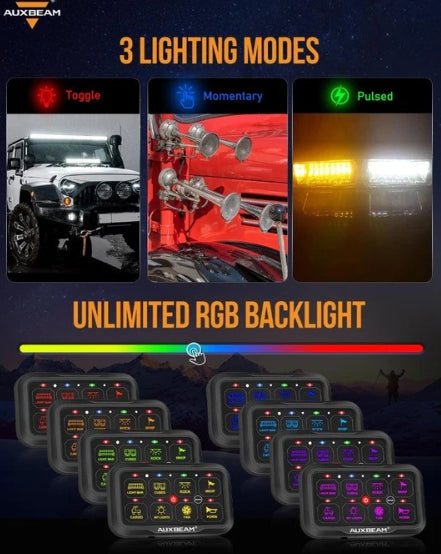 AR-800 RGB Switch Panel with APP, Toggle/ Momentary/ Pulsed Mode Supported (One-Sided Outlet)