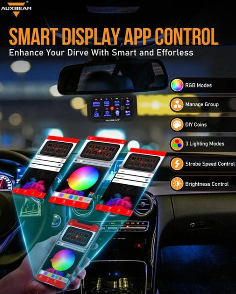 AR-800 Multifunction RGB Switch Panel with Bluetooth Controlled & 47 Inch Extension Cable(Optional) for Toyota Tacoma