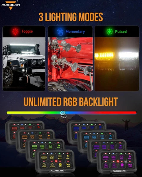 AR-800 Multifunction RGB Switch Panel with Bluetooth Controlled & 47 Inch Extension Cable(Optional) for Toyota Tacoma