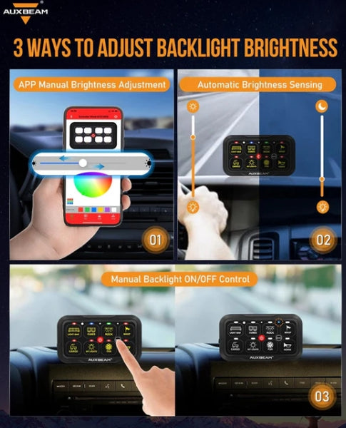 AR-800 Multifunction RGB Switch Panel with Bluetooth Controlled & 47 Inch Extension Cable(Optional) for Toyota Tacoma