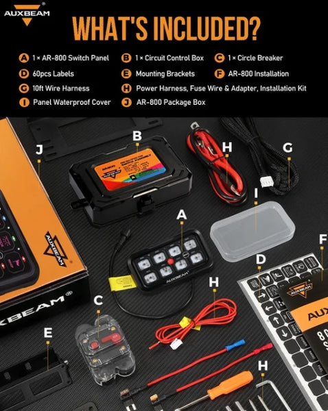 AR-800 Multifunction RGB Switch Panel with Bluetooth Controlled & 47 Inch Extension Cable(Optional) for Toyota Tacoma