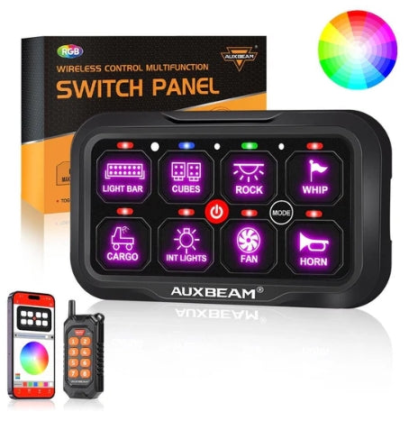AC Series 8/12 Gang RGB Switch Panel with APP & Remote Control, Toggle/ Momentary/ Pulsed Mode Supported