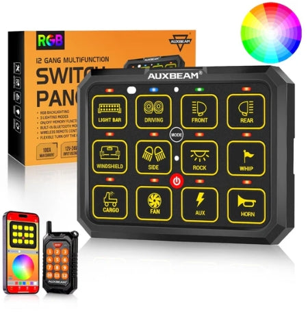 AC Series 8/12 Gang RGB Switch Panel with APP & Remote Control, Toggle/ Momentary/ Pulsed Mode Supported