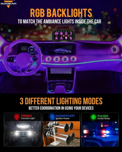 RC Series RC-800 RGB Switch Panel with Remote Control, Toggle/ Momentary/ Pulsed Mode Supported (One-Sided Outlet)