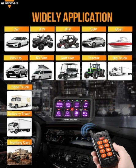 RC Series RC-800 RGB Switch Panel with Remote Control, Toggle/ Momentary/ Pulsed Mode Supported (One-Sided Outlet)