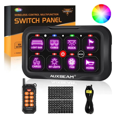 RC Series RC-800 RGB Switch Panel with Remote Control, Toggle/ Momentary/ Pulsed Mode Supported (One-Sided Outlet)