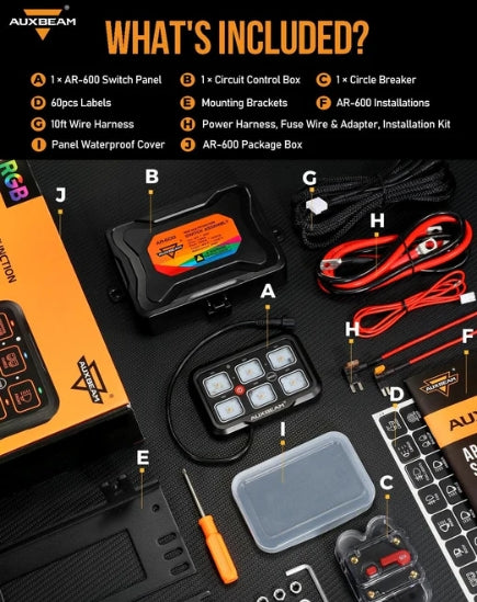 AR Series 6/8 Gang LED Switch Panel, Off Road Light Controller