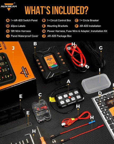 AR Series 6/8 Gang LED Switch Panel, Off Road Light Controller