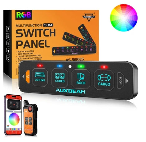 AS Series 4/6/8 Gang RGB Slim Switch Panel with APP & Remote Control, Toggle/ Momentary/ Pulsed Mode Supported (One-Sided Outlet)