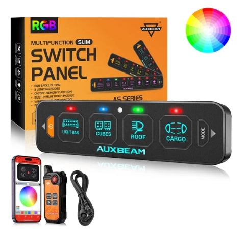 AS Series 4/6/8 Gang RGB Slim Switch Panel with APP & Remote Control, Toggle/ Momentary/ Pulsed Mode Supported (One-Sided Outlet)