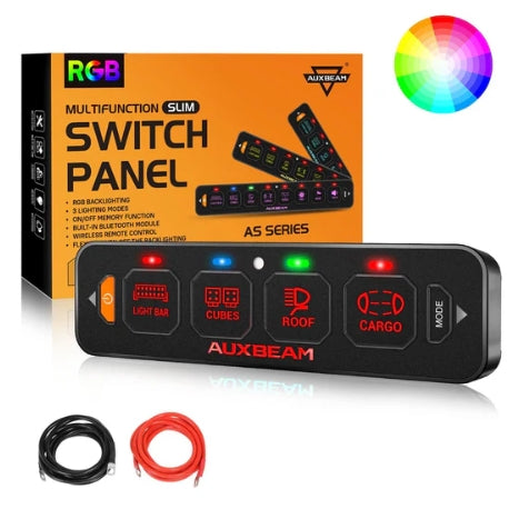 AS Series 4/6/8 Gang RGB Slim Switch Panel with APP & Remote Control, Toggle/ Momentary/ Pulsed Mode Supported (One-Sided Outlet)