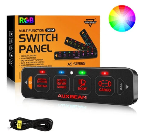 AS Series 4/6/8 Gang RGB Slim Switch Panel with APP & Remote Control, Toggle/ Momentary/ Pulsed Mode Supported (One-Sided Outlet)