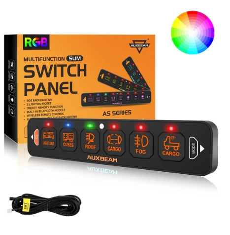 AS Series 4/6/8 Gang RGB Slim Switch Panel with APP & Remote Control, Toggle/ Momentary/ Pulsed Mode Supported (One-Sided Outlet)