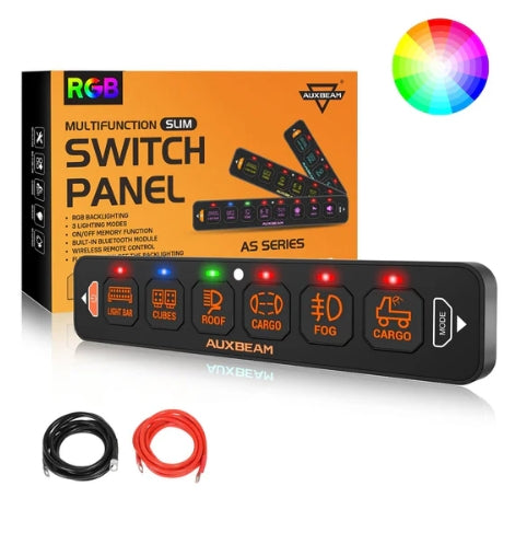 AS Series 4/6/8 Gang RGB Slim Switch Panel with APP & Remote Control, Toggle/ Momentary/ Pulsed Mode Supported (One-Sided Outlet)