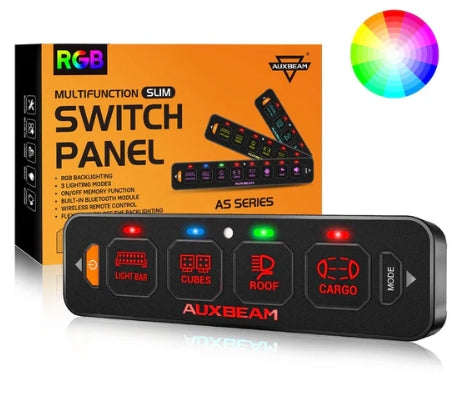 AS Series 4/6/8 Gang RGB Slim Switch Panel with APP & Remote Control, Toggle/ Momentary/ Pulsed Mode Supported (One-Sided Outlet)