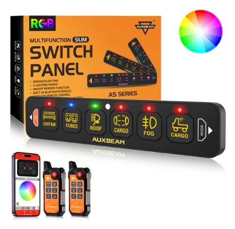 AS Series 4/6/8 Gang RGB Slim Switch Panel with APP & Remote Control, Toggle/ Momentary/ Pulsed Mode Supported (One-Sided Outlet)
