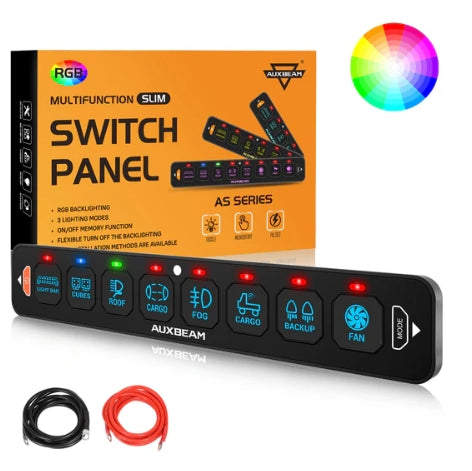 AS Series 4/6/8 Gang RGB Slim Switch Panel with APP & Remote Control, Toggle/ Momentary/ Pulsed Mode Supported (One-Sided Outlet)