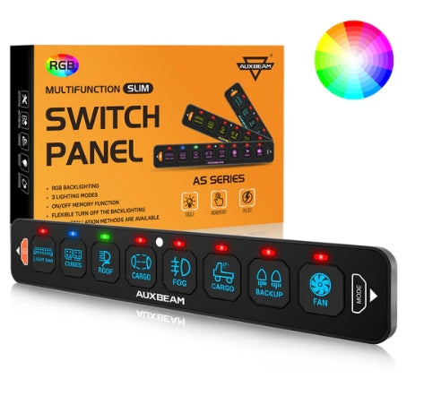 AS Series 4/6/8 Gang RGB Slim Switch Panel with APP & Remote Control, Toggle/ Momentary/ Pulsed Mode Supported (One-Sided Outlet)
