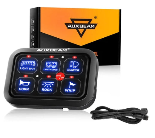 BC60 6 Gang LED Switch Panel, Off Road Light Controller (Blue)