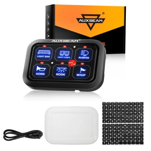 BC60 6 Gang LED Switch Panel, Off Road Light Controller (Blue)