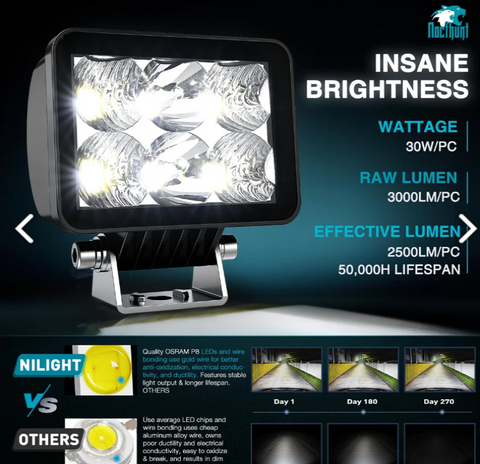 3.3" 6LED Spot Flood Built-in EMC LED Pod Lights (Pair)