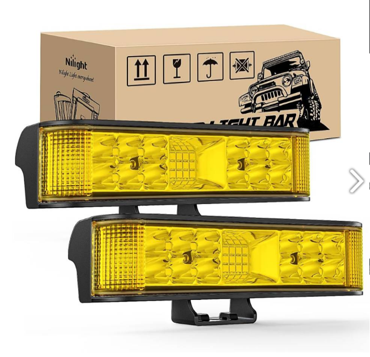 6.5" 60W Amber Side Shooter Quadruple Row Spot/Flood LED Light Bars (Pair)