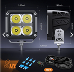 3" 20W 2200LM DRL Spot Cube LED Pods (Pair) | 16AWG DT Wire