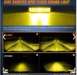 6.5" 60W Amber Side Shooter Quadruple Row Spot/Flood LED Light Bars (Pair)